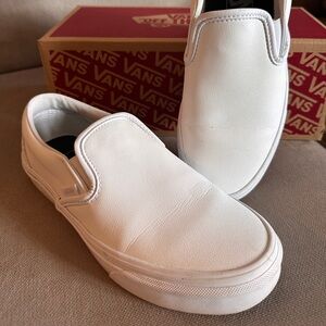 Vans Classic Slip-On Leather Sneakers - True White Women’s 7.5